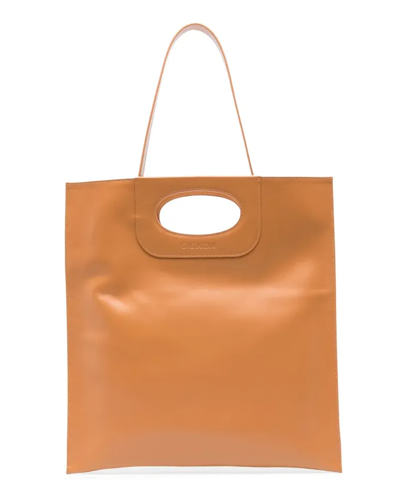 Gherardini Piattina logo-debossed leather clucth bag - Braun Braun