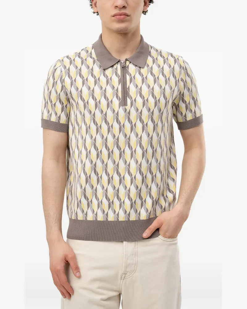 HUGO BOSS geometric-pattern quarter-zip polo - Nude Nude