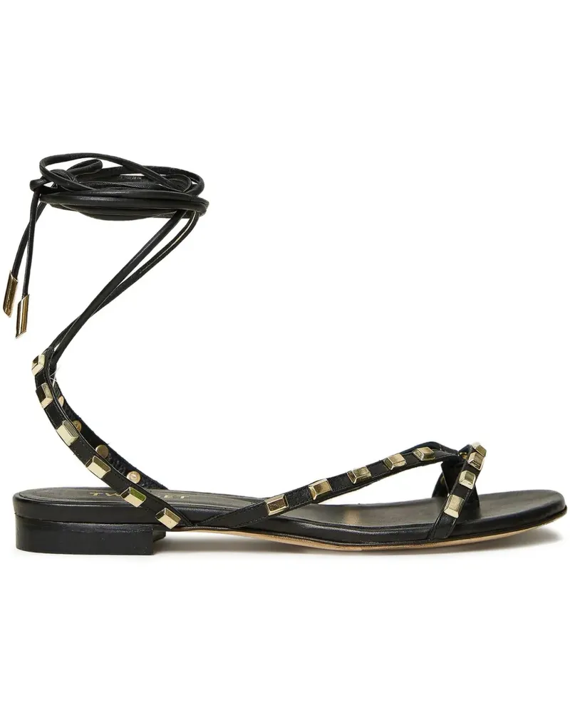 Twin-Set Flache Riemensandalen - Schwarz Schwarz
