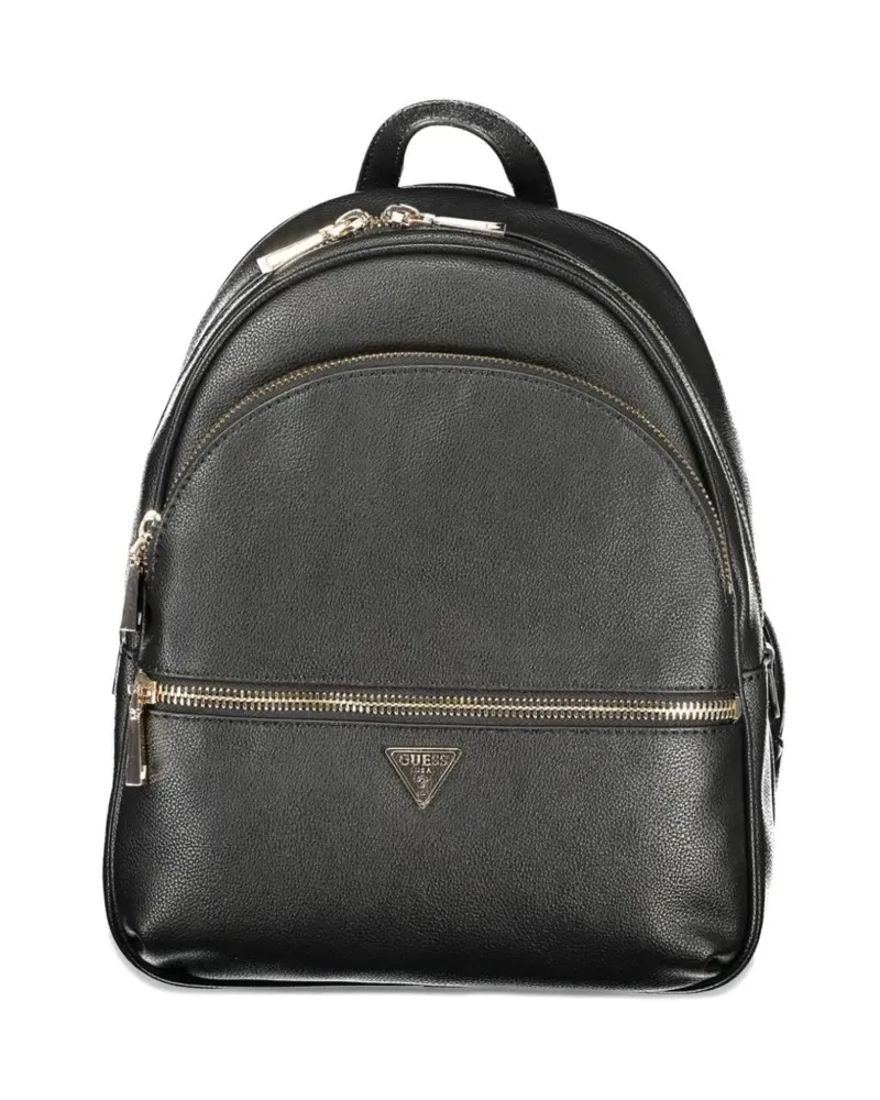 Guess pebbled logo-plaque backpack - Schwarz Schwarz