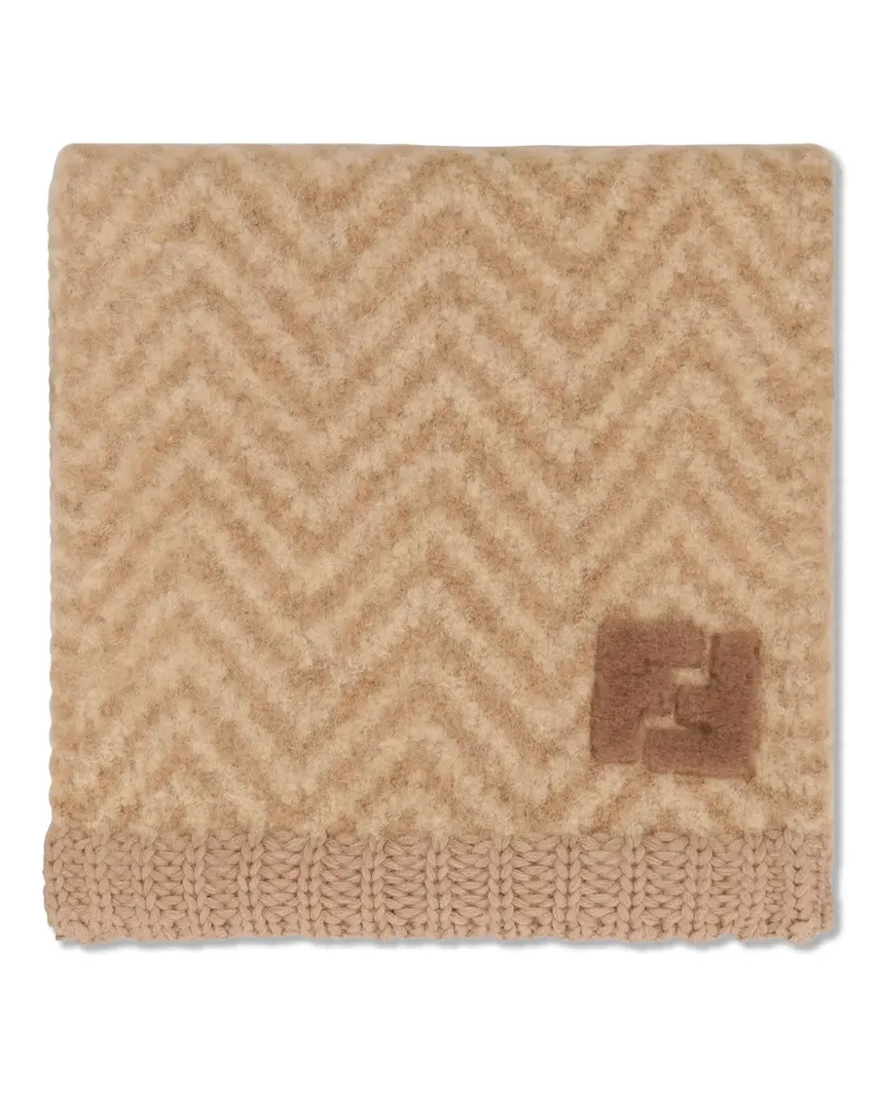 Fendi chevron logo scarf - Braun Braun