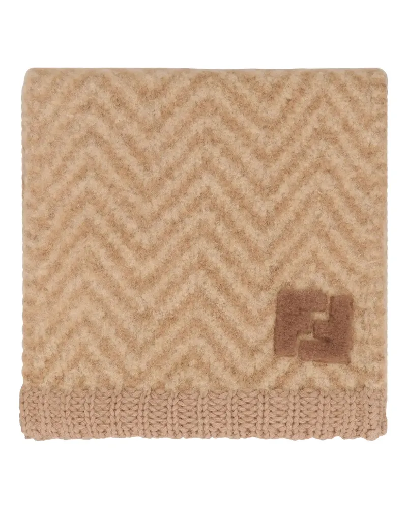Fendi chevron logo scarf - Braun Braun