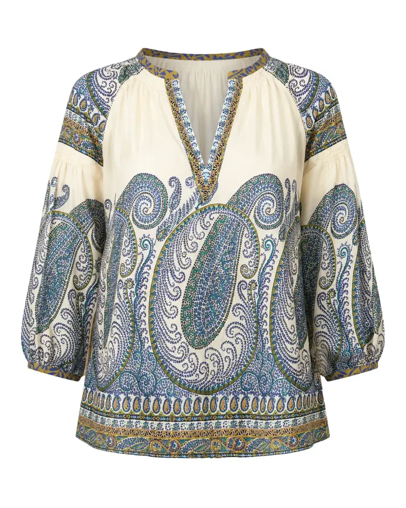 BOTEH Gesmokte Arcadia Bluse mit Paisleymuster - Nude Nude