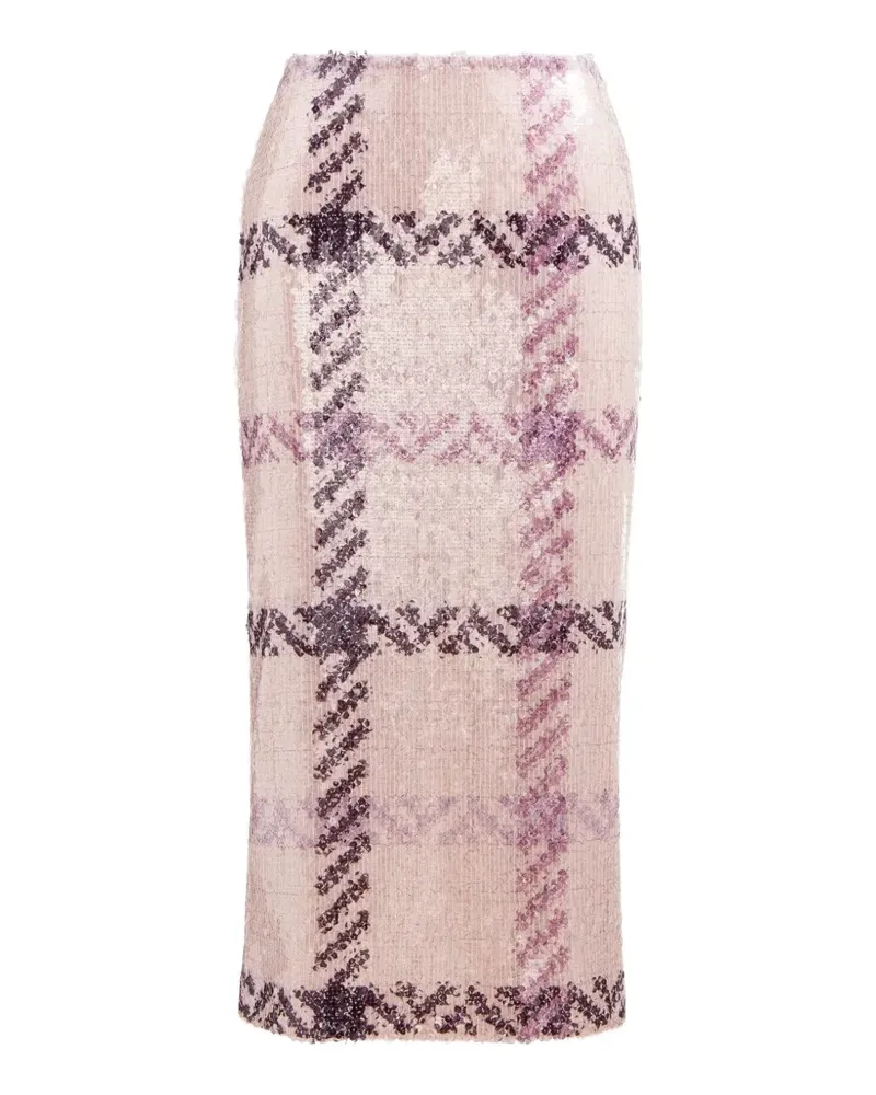 Brandon Maxwell Mercer sequin-embellished midi pencil skirt - Nude Nude