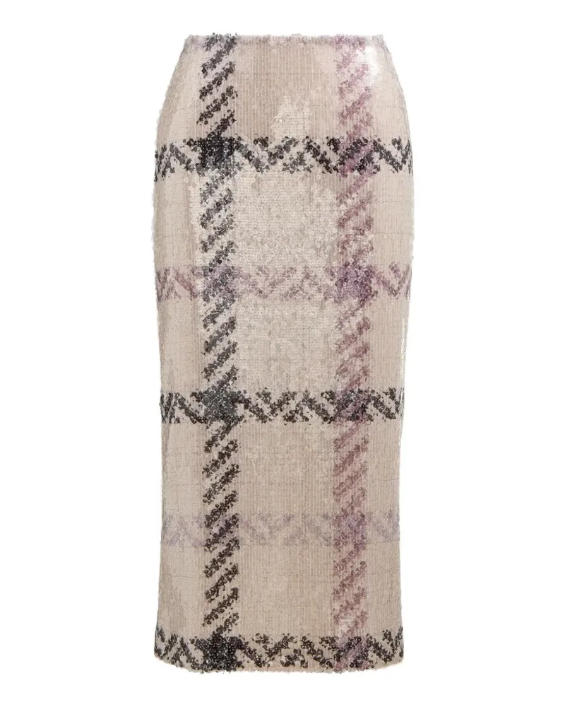 Brandon Maxwell Mercer sequin-embellished midi pencil skirt - Nude Nude