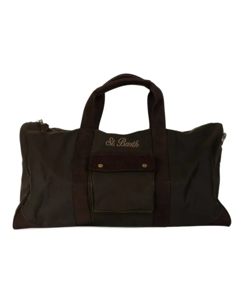 MC2 Saint Barth military green Jetleg waxed duffle bag with logo embroidery - Braun Braun