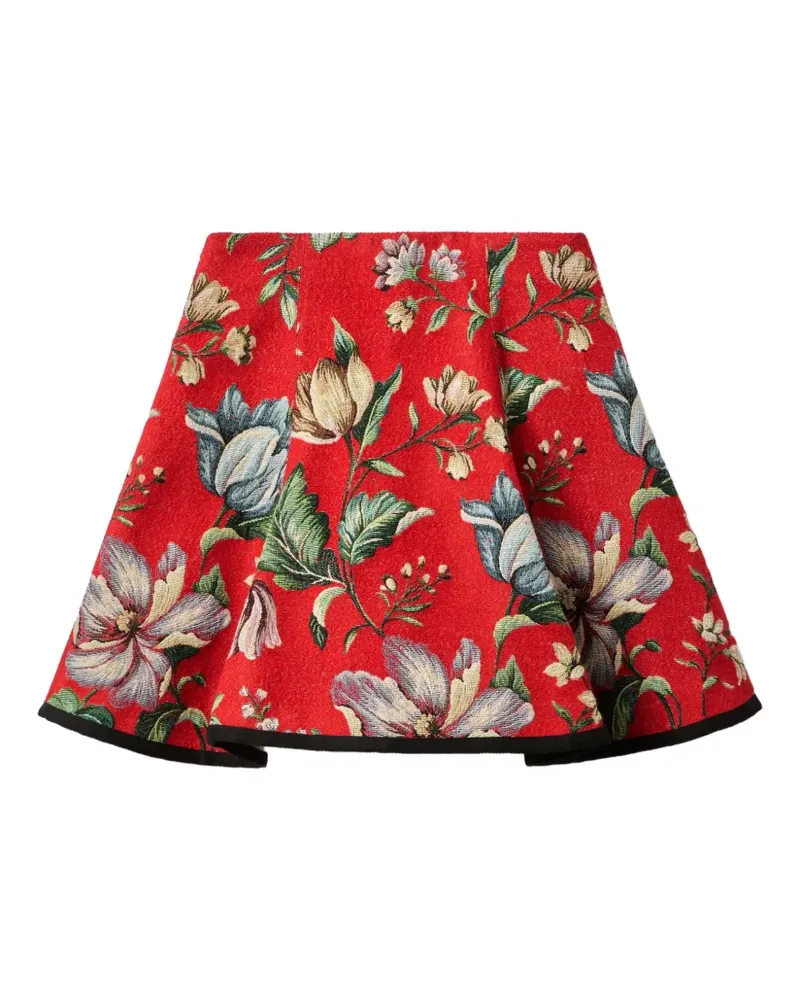 La DoubleJ Dolce Vida Rock aus Blumenjacquard - Rot Rot