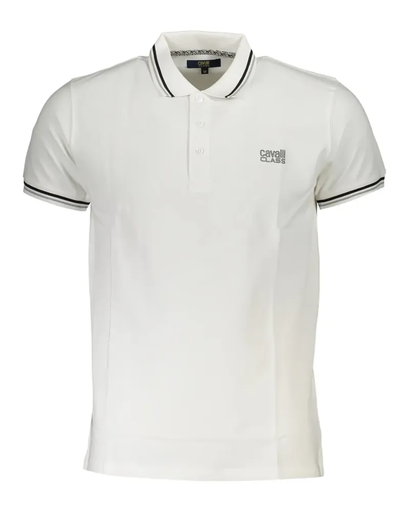 Roberto Cavalli logo-print striped-trim polo shirt - Weiß Weiß