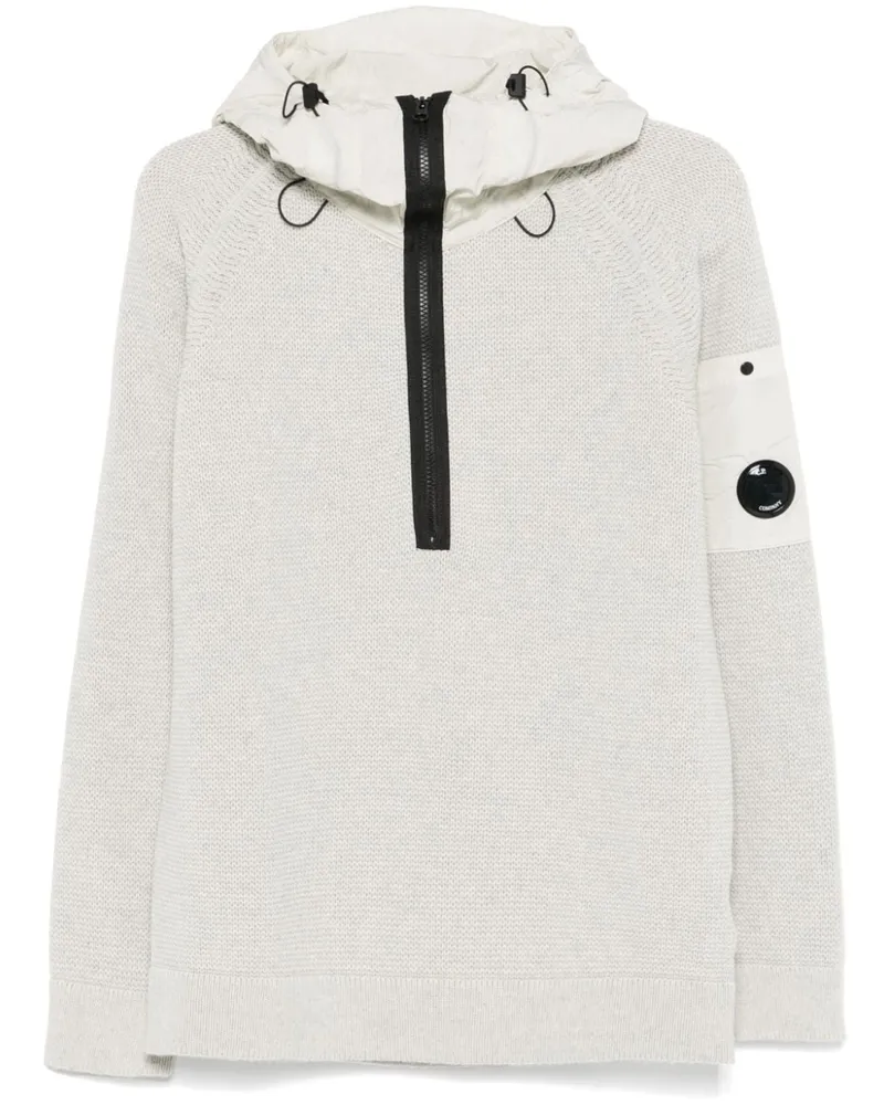 C.P. Company Gestrickter Hoodie mit Linsen-Detail - Nude Nude