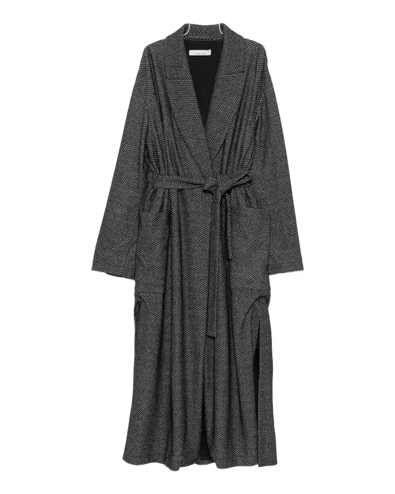 Liviana Conti herringbone-pattern belted coat - Schwarz Schwarz