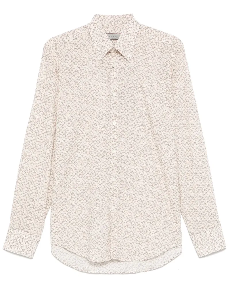 Canali Hemd mit Blatt-Print - Nude Nude