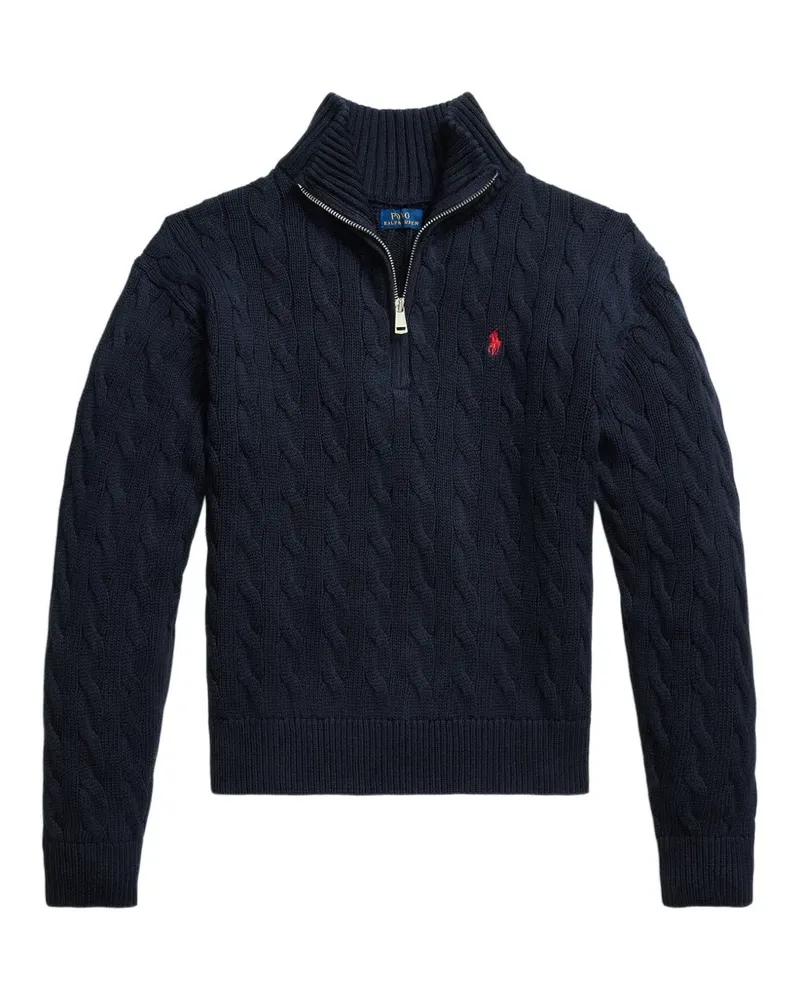 Ralph Lauren Zopfmuster-Pullover mit Reißverschluss - Blau Blau