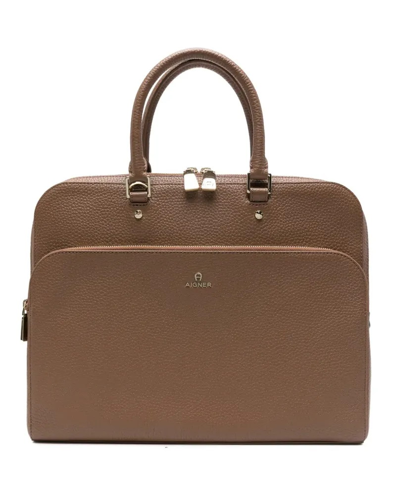 Aigner Ivy Laptoptasche aus gekörntem Leder - Braun Braun