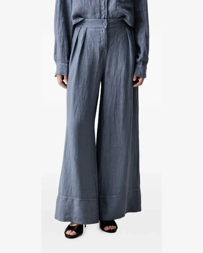 VICOLO pleated-detailing wide-leg trousers - Blau Blau