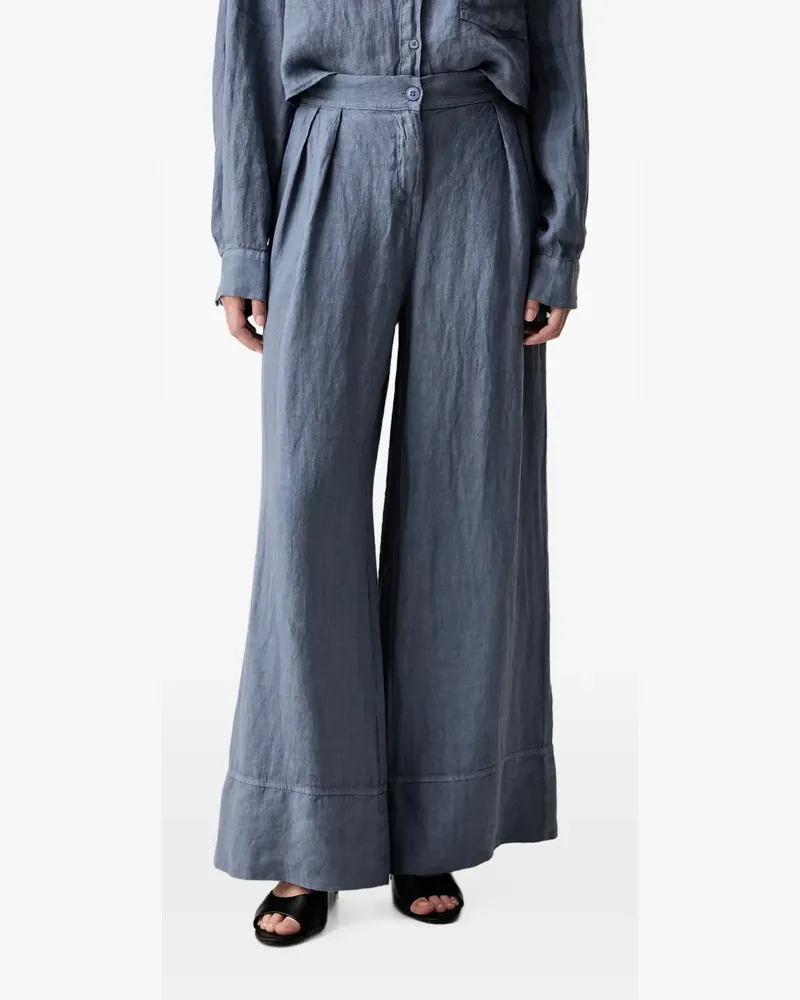 VICOLO pleated-detailing wide-leg trousers - Blau Blau