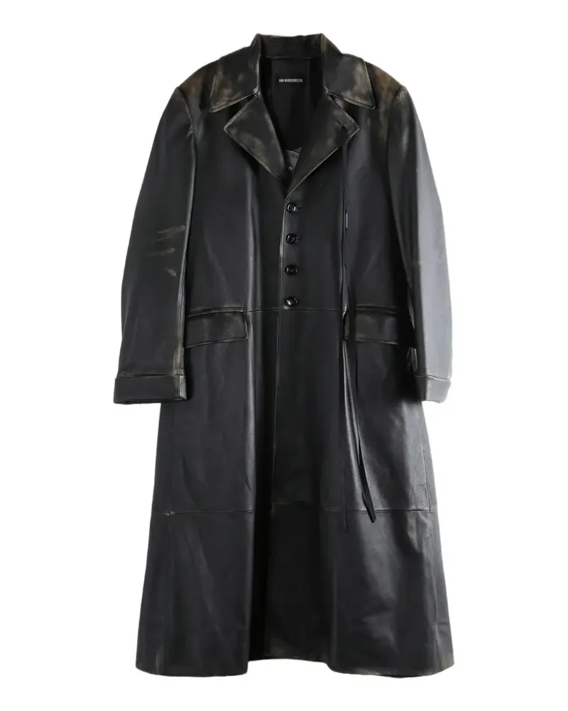 Ann Demeulemeester faded-effect leather coat - Schwarz Schwarz