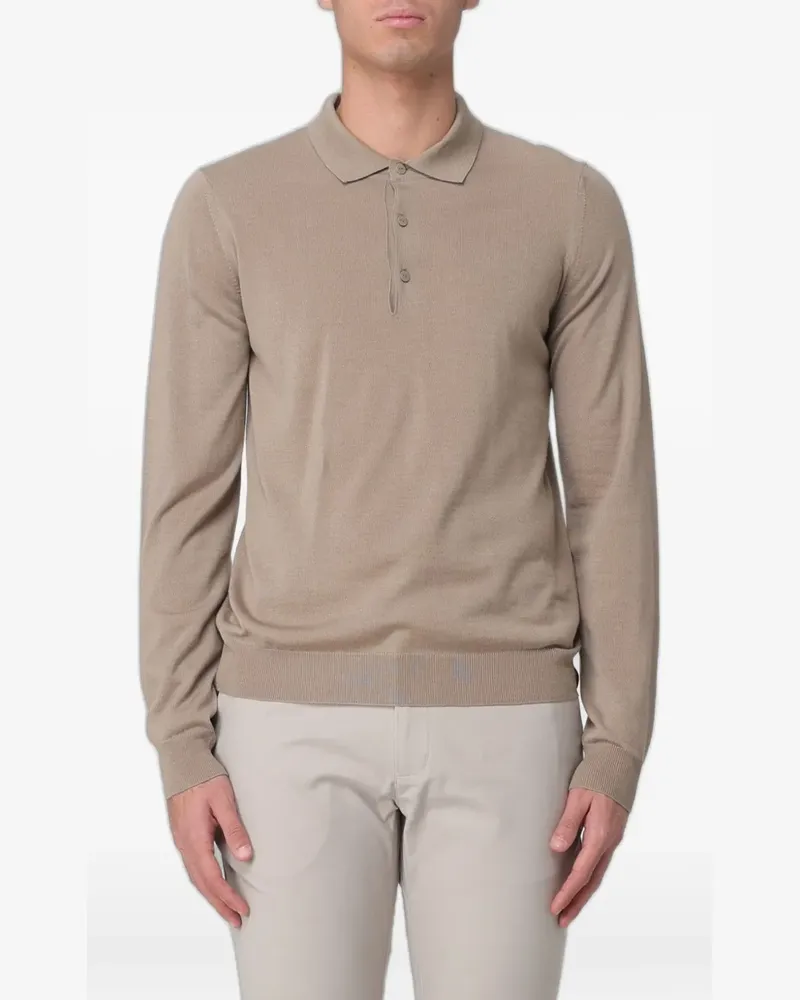 K-Way Rey Wool Merino longsleeved polo shirt - Nude Nude