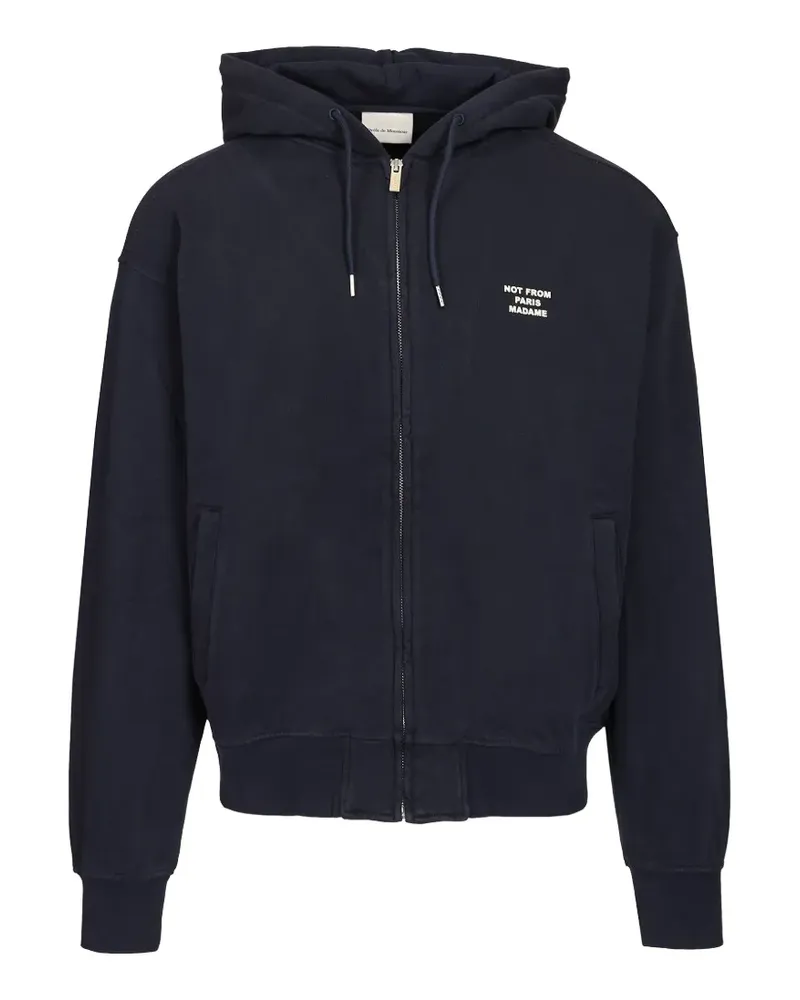Drôle de Monsieur slogan-print zip-up hoodie - Blau Blau