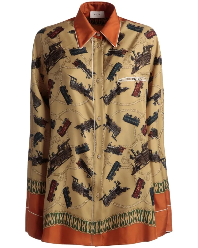 Bally Seidenhemd mit grafischem Print - Nude Nude