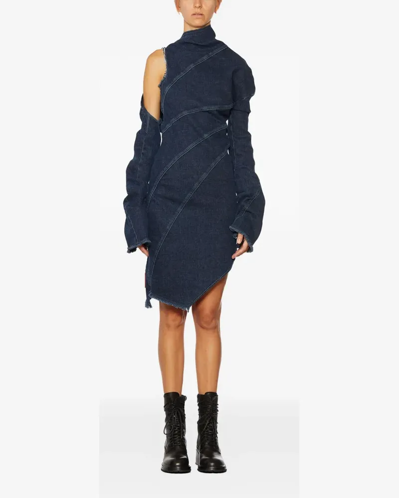 OTTOLINGER one-shoulder frayed denim asymmetric dress - Blau Blau