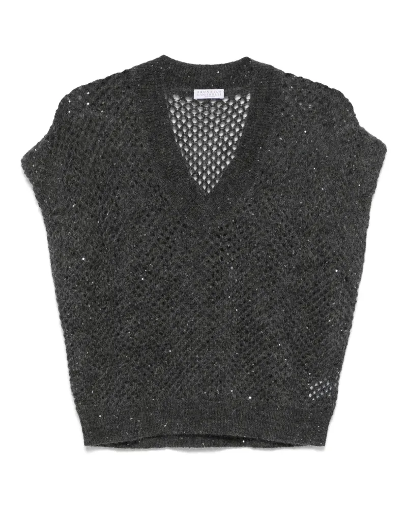 Brunello Cucinelli Oberteil mit V-Ausschnitt - Grau Grau