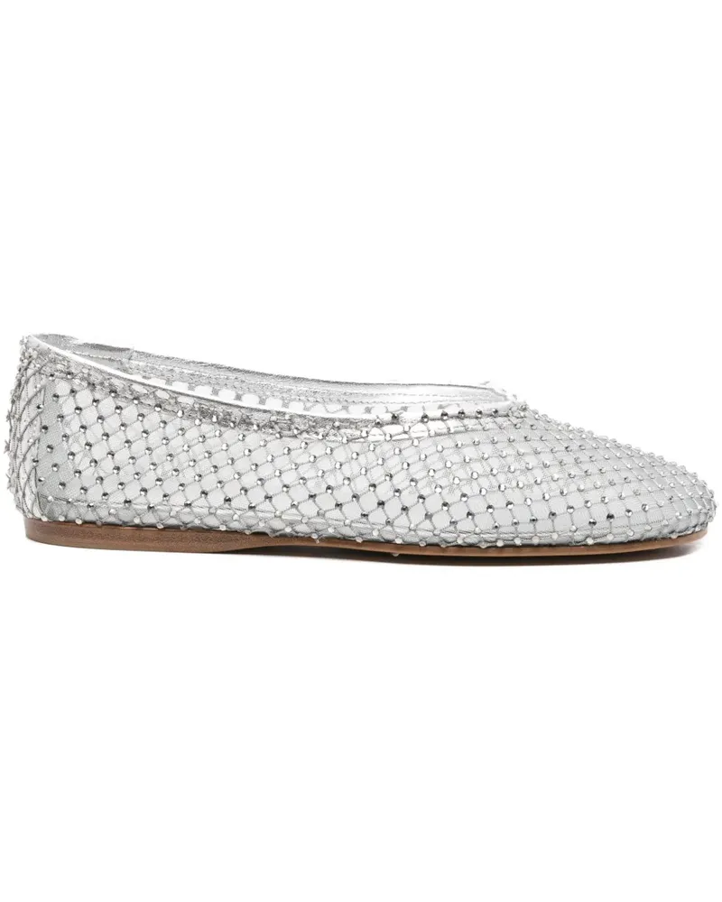 forte_forte Ballerinas aus Kristall-Mesh - Silber Silber