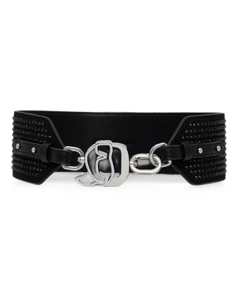 Karl Lagerfeld crystal-embellished logo-buckle belt - Schwarz Schwarz