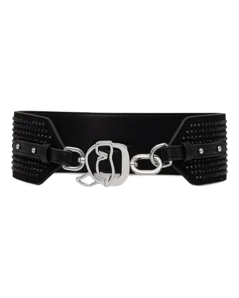 Karl Lagerfeld crystal-embellished logo-buckle belt - Schwarz Schwarz