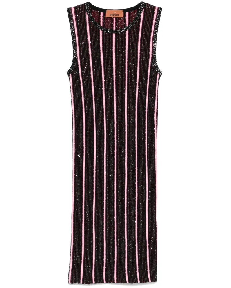 Missoni Geripptes Minikleid mit Pailletten - Schwarz Schwarz