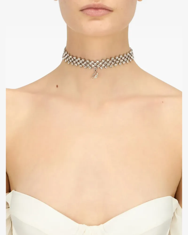 Blumarine Choker mit Kristallverzierung - Grau Grau