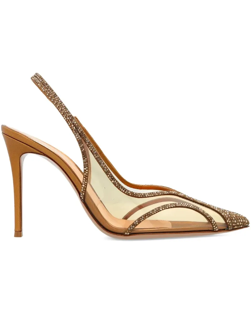 Gianvito Rossi Brenda Slingback-Pumps mit Kristallen 95mm - Gold Gold