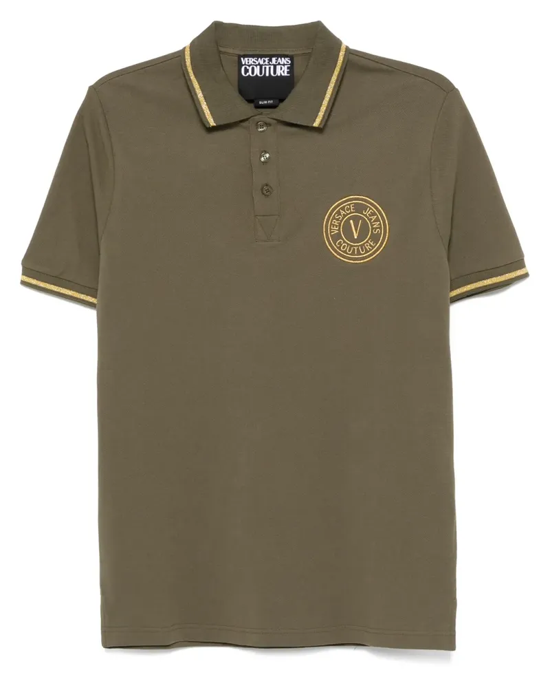 Versace Jeans Poloshirt mit V-Emblem - Grün Grün