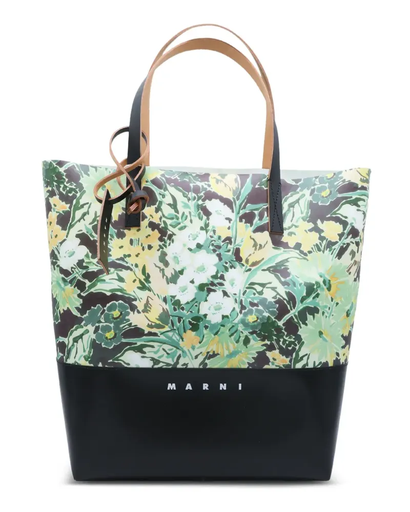 Marni Tote Bag mit Blumenprint - Schwarz Schwarz