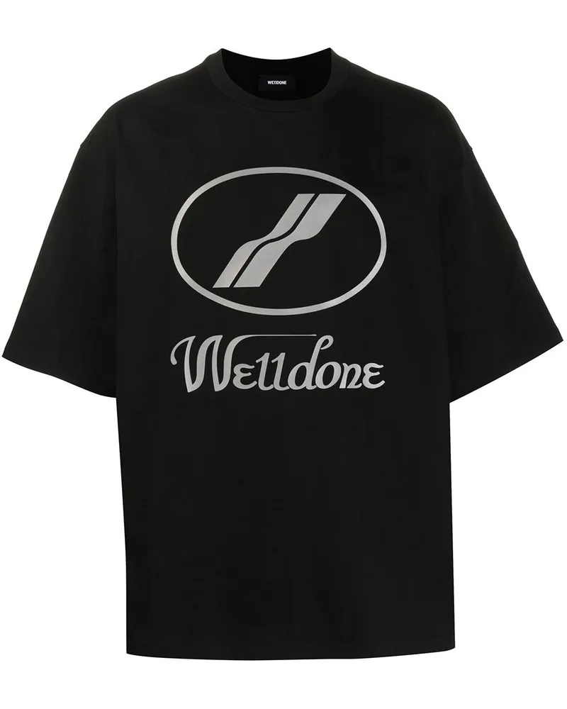 WE 11 DONE T-Shirt im Oversized-Design Schwarz