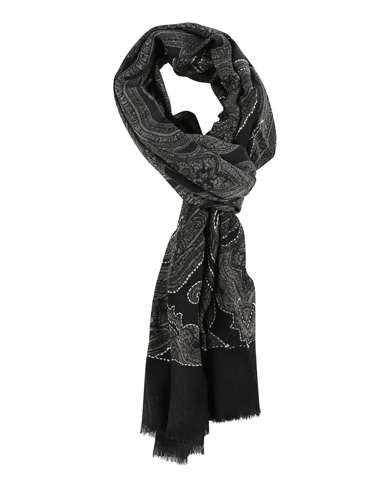 Altea Schal mit Paisley-Print und Kontrastnähten - Schwarz Schwarz