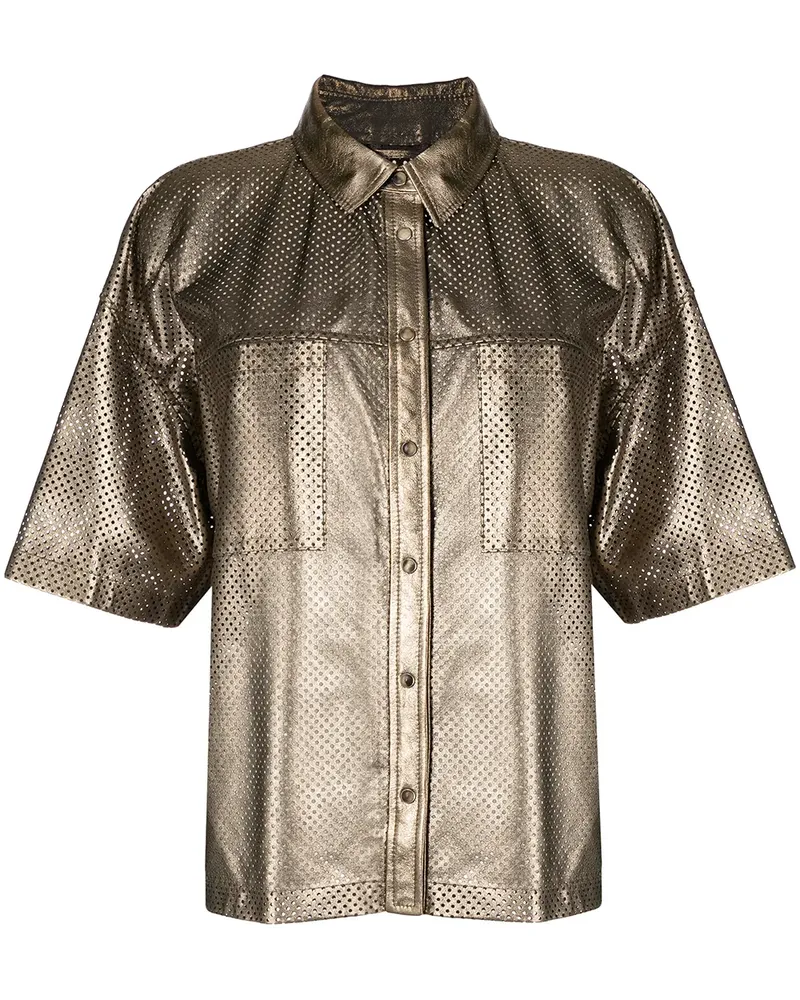 Brunello Cucinelli Perforierte Hemdjacke - Gold Gold