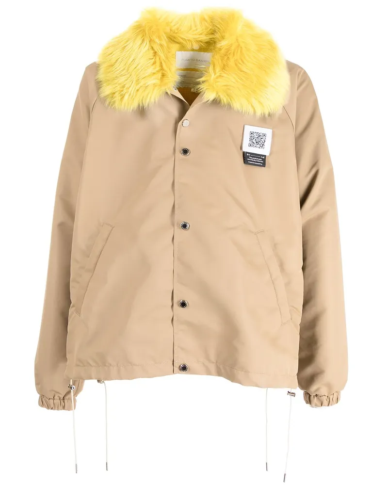 Fumito Ganryu Hemdjacke mit Faux-Fur-Kragen Nude