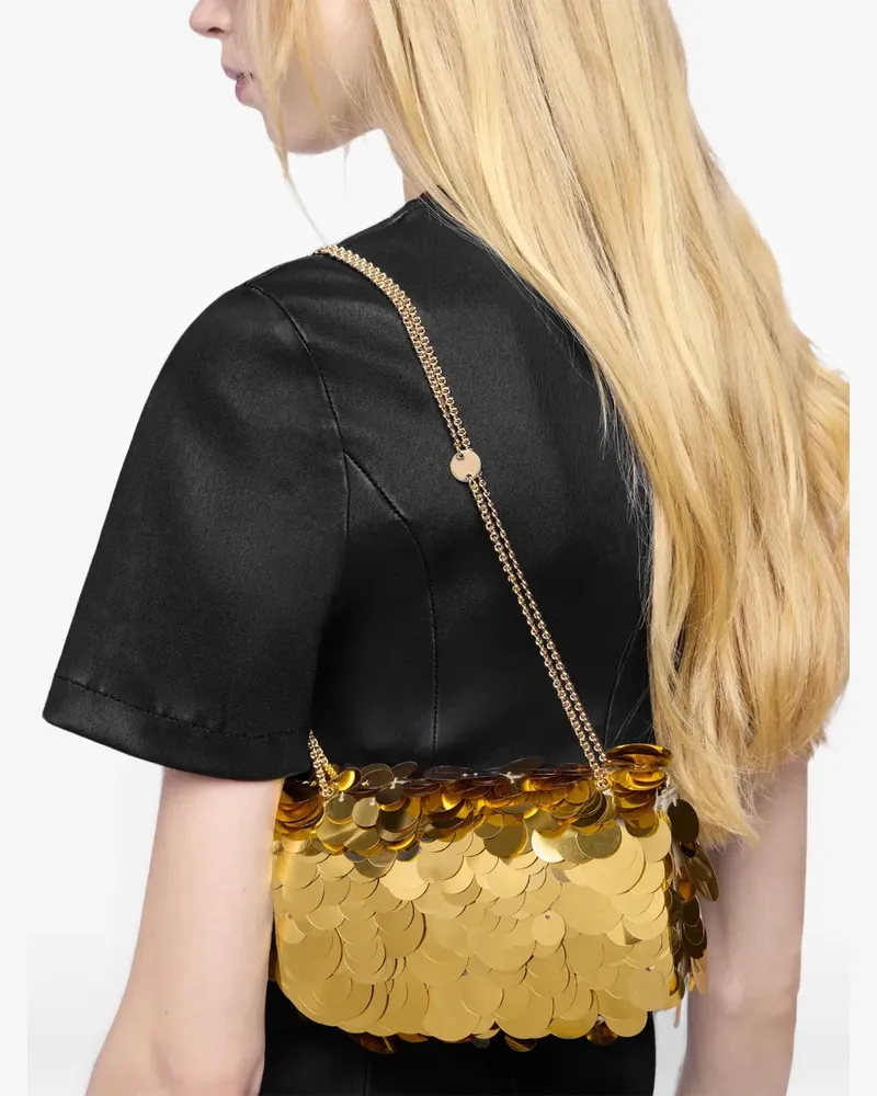 Paco Rabanne Kleine Sparkle Schultertasche mit Paillettenstickerei - Gelb Gelb