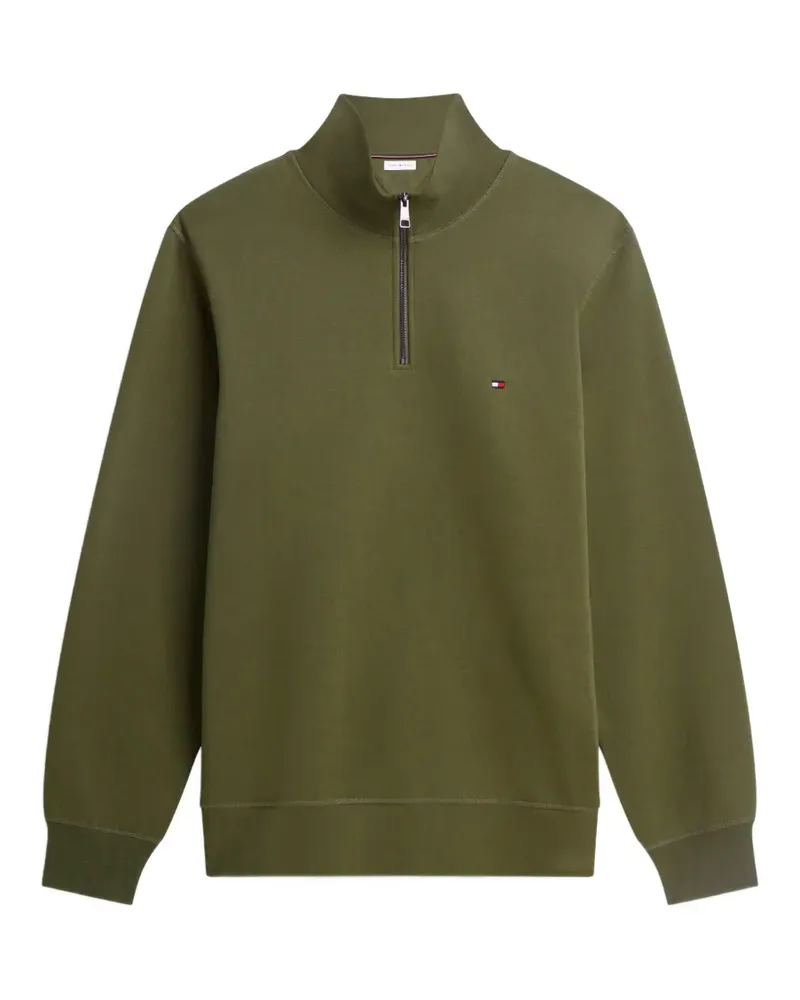 Tommy Hilfiger Bestickter Pullover mit Viertelreißverschluss - Grün Grün