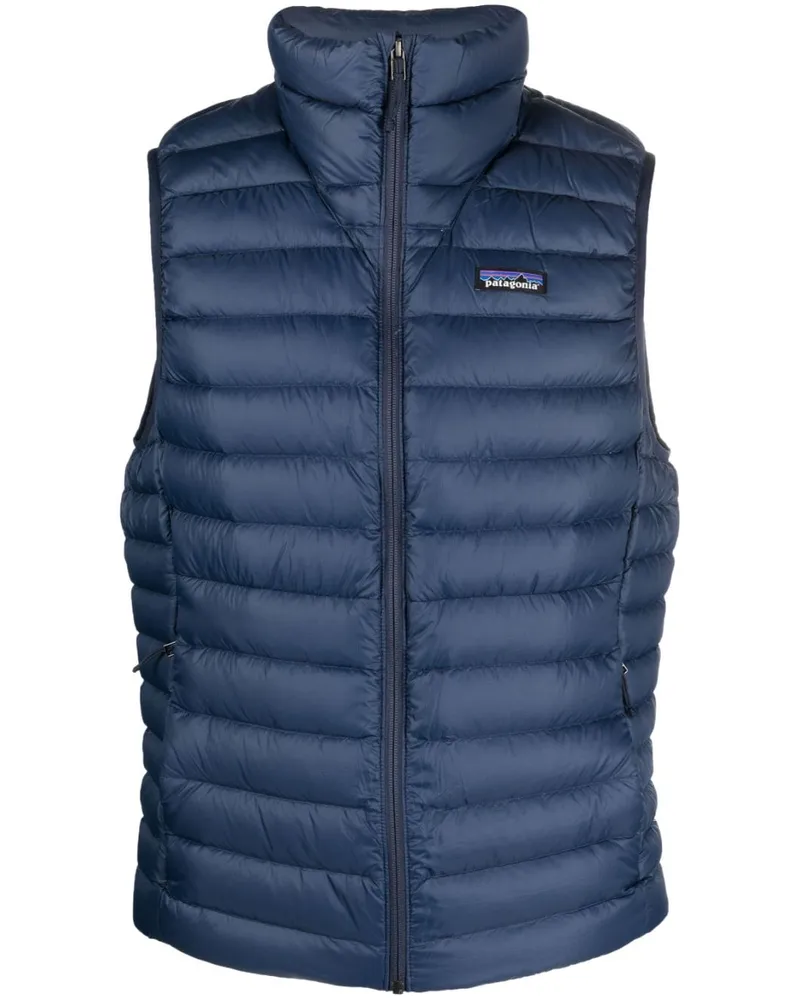 Patagonia Daunenweste mit Logo-Patch - Blau Blau