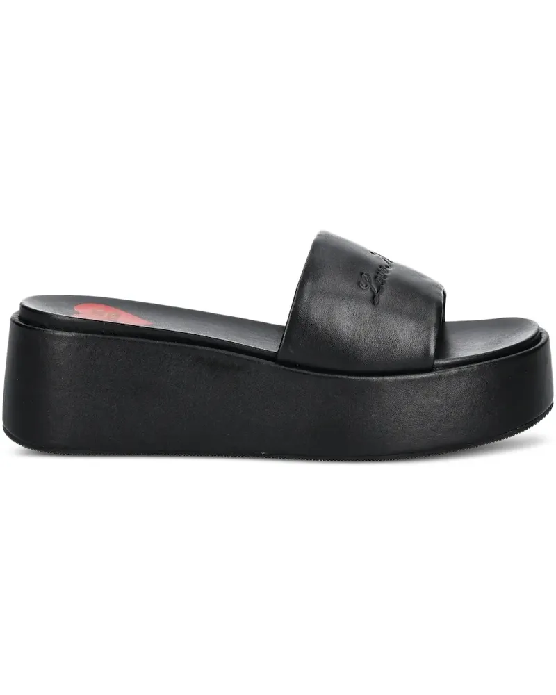 Moschino Plateau-Sandalen mit Logo - Schwarz Schwarz