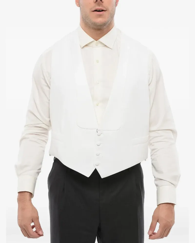 Corneliani single-breasted embroidered waistcoat - Weiß Weiß