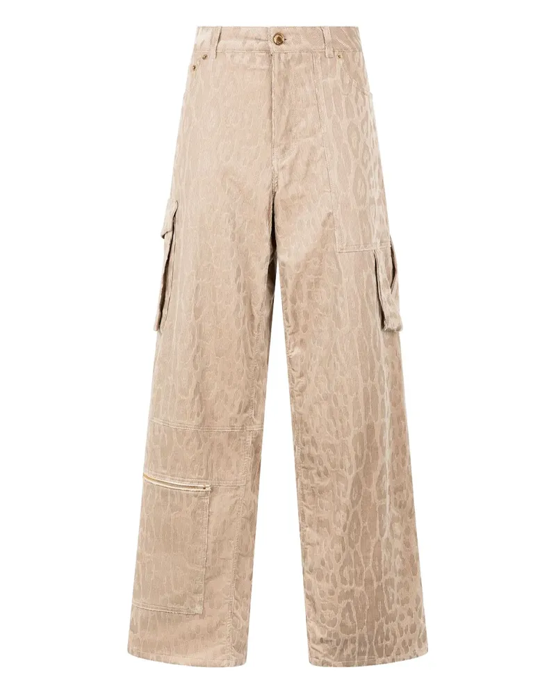 Roberto Cavalli Cargohose mit Jaguar-Print - Nude Nude
