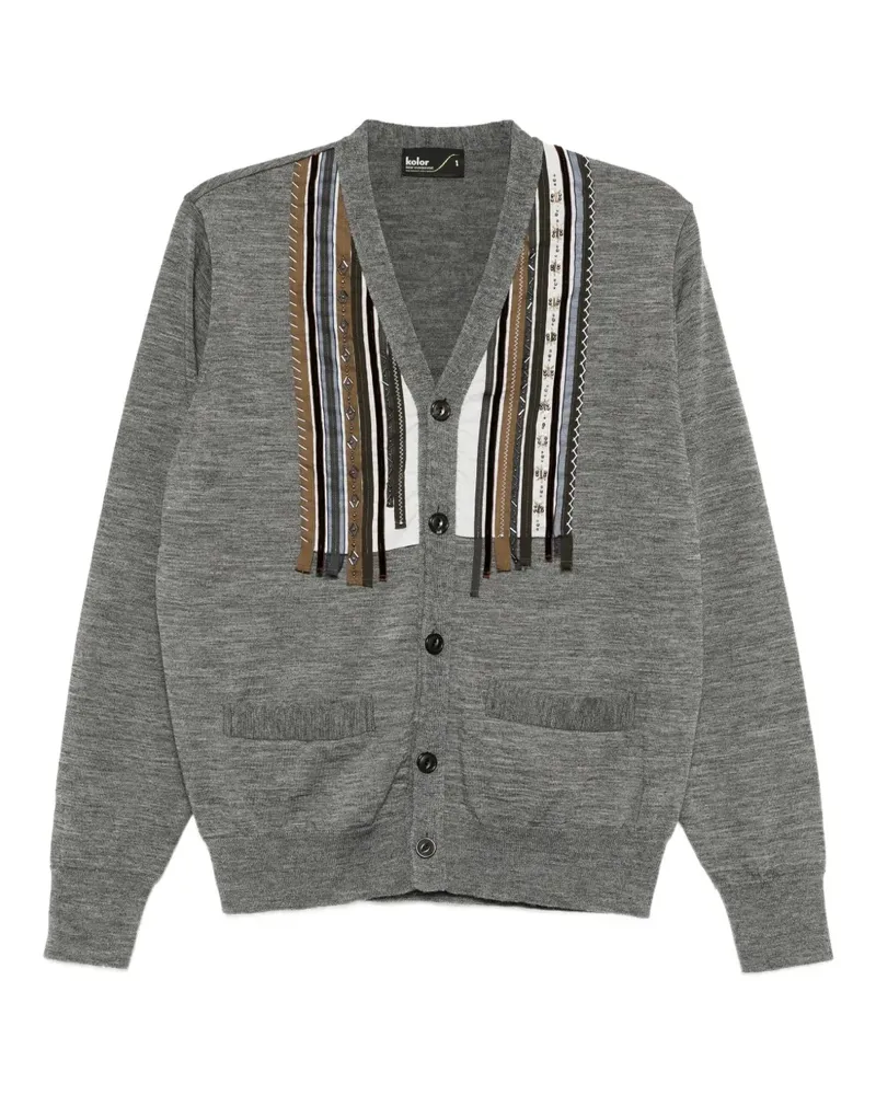 kolor Gestreifter Cardigan - Grau Grau