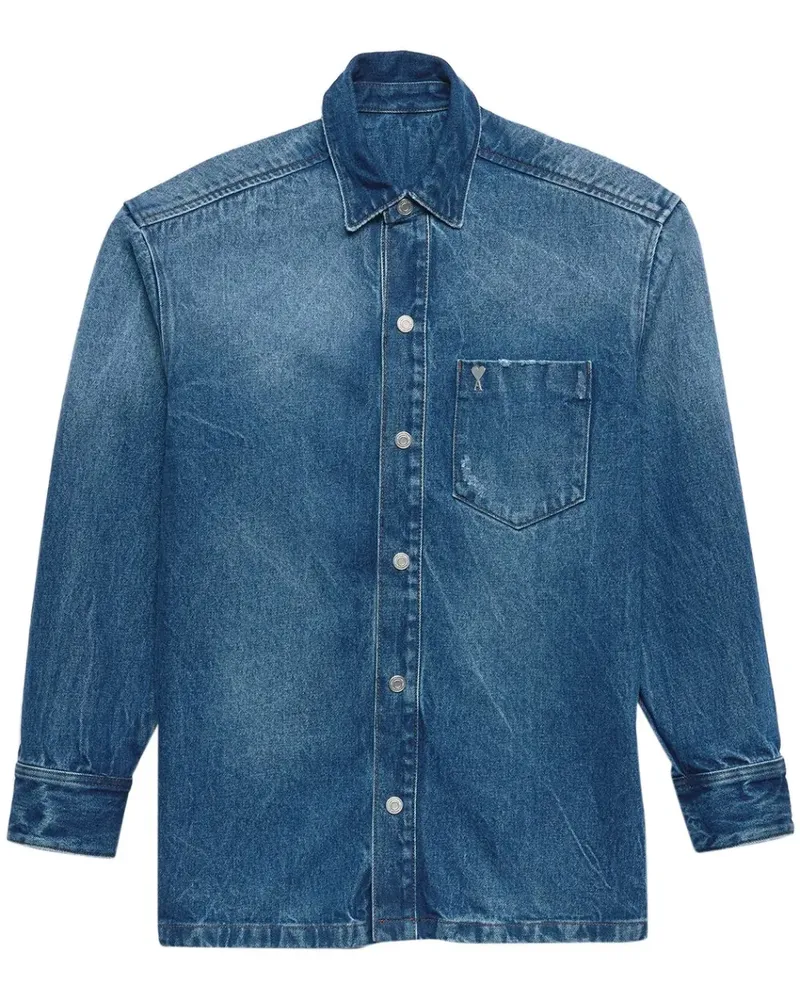 AMI Paris Jeansjacke mit Ami de Coeur-Schild - Blau Blau
