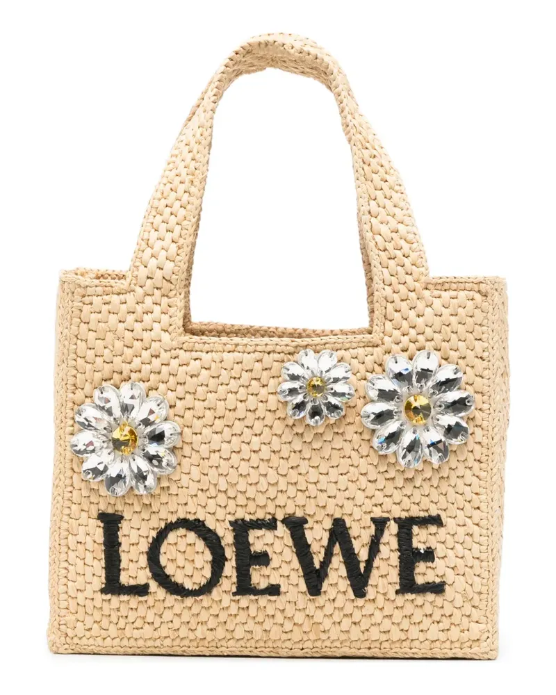 Loewe x Paula's Ibiza mini Tote Bag mit Kristallverzierung - Nude Nude