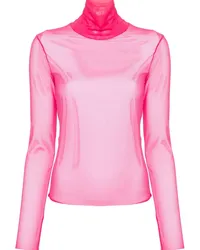 Patrizia Pepe T-Shirt aus Mesh mit Rollkragen Rosa