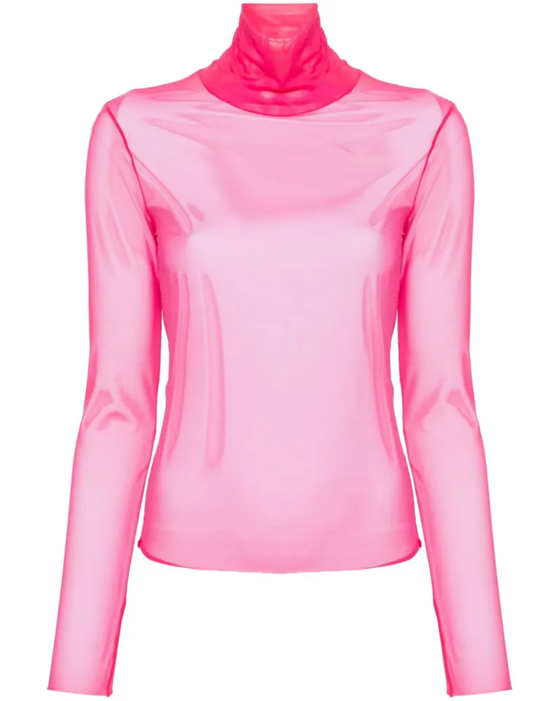 Patrizia Pepe T-Shirt aus Mesh mit Rollkragen - Rosa Rosa