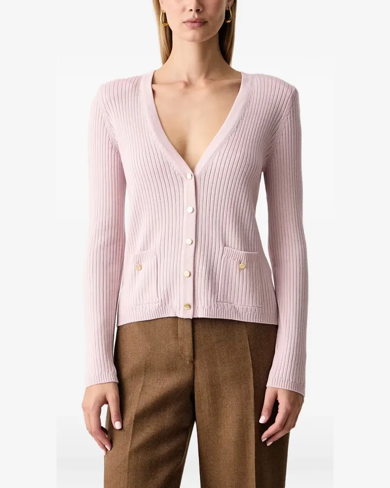 Luisa Spagnoli Gerippter Madira Cardigan mit V-Ausschnitt - Rosa Rosa