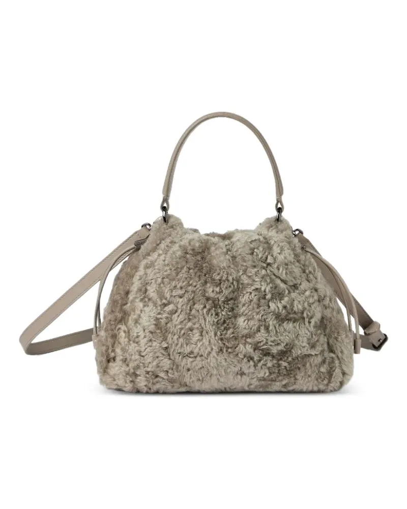 Brunello Cucinelli Shopper mit Shearling - Nude Nude